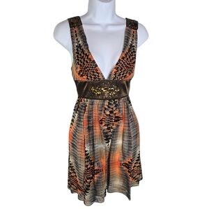 BCBG MAX ARIA vtg y2k silk beaded aztec cocktail dress new